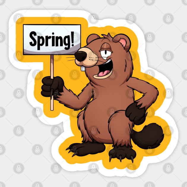 Groundhog With Spring Sign Sticker by TheMaskedTooner